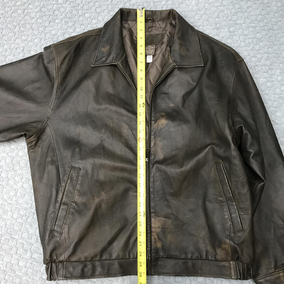 Austin Clothing Co Leather Jacket Mens XL Brown Zip Bomber Pig Nappa Quilted - Picture 12 of 16